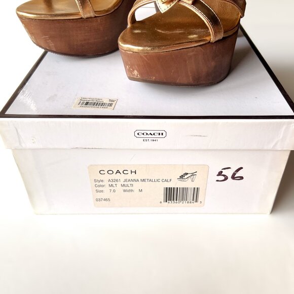 COACH A3261 Jeanna Metallic Calf Multi Gold Platform Sandals size 7 - Picture 9 of 9